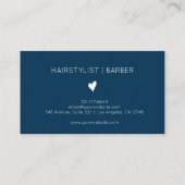 Minimalist Prussian Blue White Heart Barber Name 名刺 (裏面)