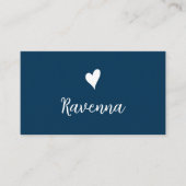 Minimalist Prussian Blue White Heart Barber Name 名刺 (正面)