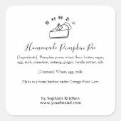 Minimalist Pumpkin Pie Bakery Ingredient Label スクエアシール (正面)