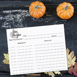 Minimalist Pumpkin, Simple Culinary Recipe Card