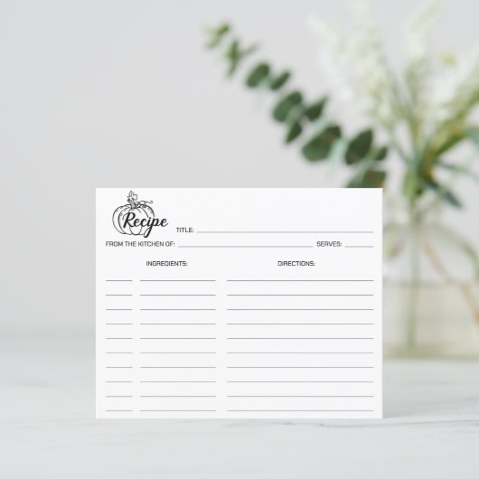 Minimalist Pumpkin, Simple Culinary Recipe Card (スタンド正面)