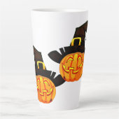 Minimalist Pumpkin Witch Hat カフェラテマグ (正面)