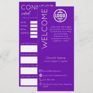 Minimalist Purple Church Connection Card 招待状