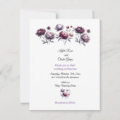 Minimalist Purple Peonies Wedding Invitation 招待状 (正面)