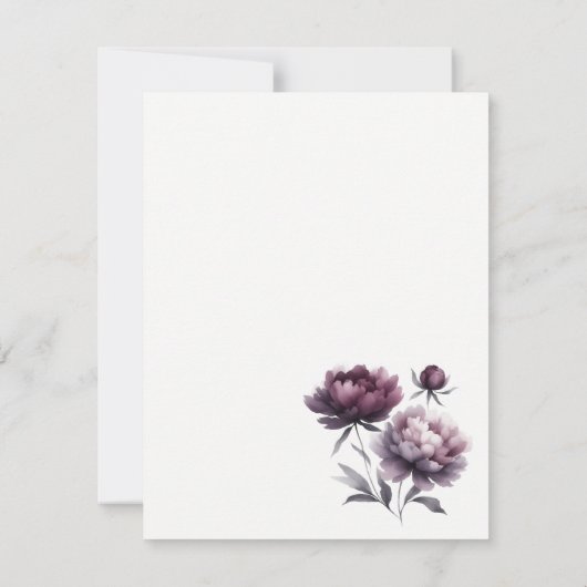Minimalist Purple Peonies Wedding Invitation 招待状 (裏面)