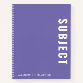 Minimalist Purple School Subjectの学生名 ノートブック