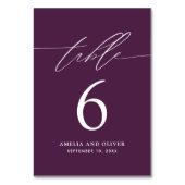 Minimalist Purple Script Table Number Card テーブルナンバー (正面)