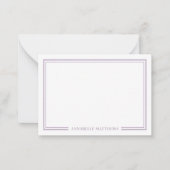 Minimalist Purple Two Border Monogram ノートカード (正面)