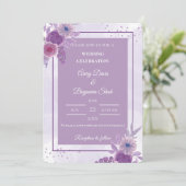 Minimalist purple watercolor wedding 招待状 (スタンド正面)
