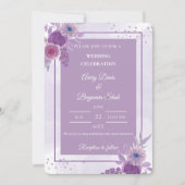 Minimalist purple watercolor wedding 招待状 (正面)
