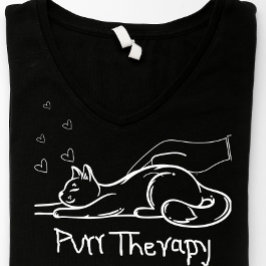 Minimalist Purr Therapy Cat Lover Doodle T-Shirt トライブレンドTシャツ