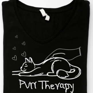 Minimalist Purr Therapy Cat Lover Doodle T-Shirt トライブレンドＴシャツ