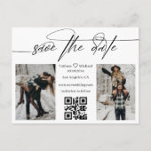 minimalist qr code 2 photos collage save the date  案内ポストカード (正面)