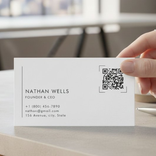Minimalist QR Code Black & White Business Card 名刺