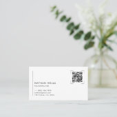 Minimalist QR Code Black & White Business Card 名刺 (スタンド正面)