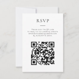 Minimalist QR Code Black White Wedding 出欠カード