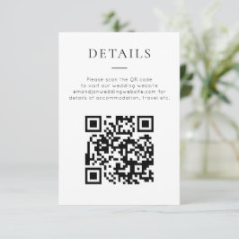 Minimalist QR Code Black White Wedding Details エンクロージャーカード
