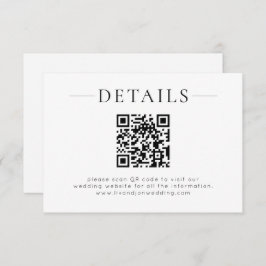 Minimalist QR Code Black White Wedding Details エンクロージャーカード