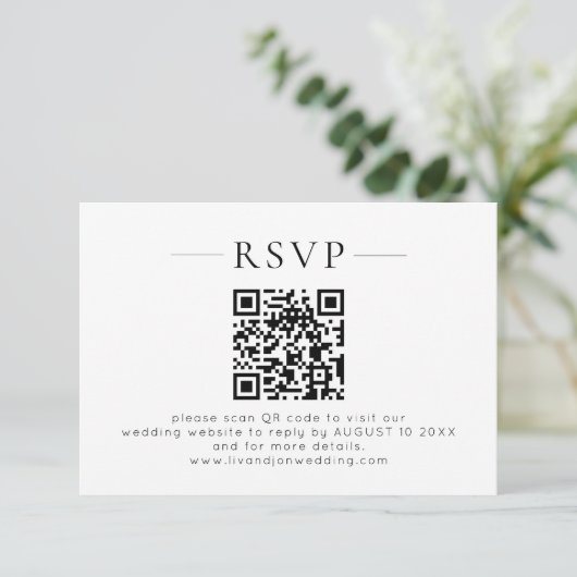 Minimalist QR Code Black White Wedding RSVP (スタンド正面)