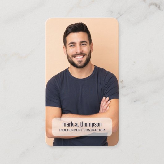 Minimalist QR Code Photo Connect Modern White 名刺 (正面)