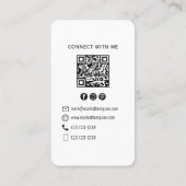 Minimalist QR Code Photo Connect Modern White 名刺 (裏面)
