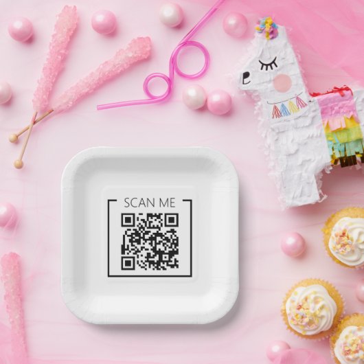 Minimalist QR Code Scan Me Business ペーパープレート (パーティー)