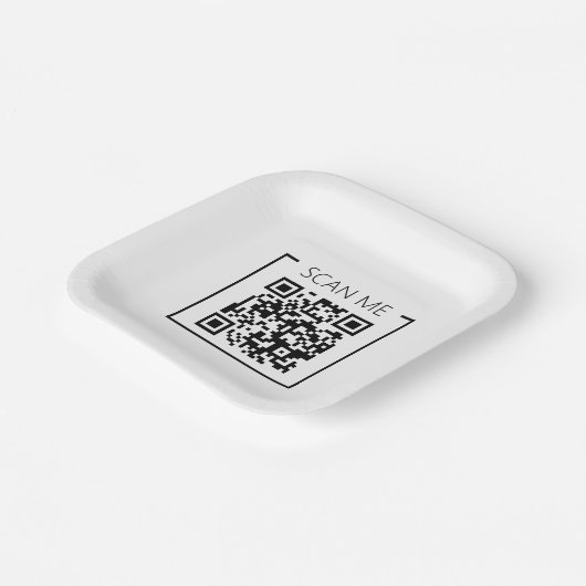 Minimalist QR Code Scan Me Business ペーパープレート (傾斜あり)