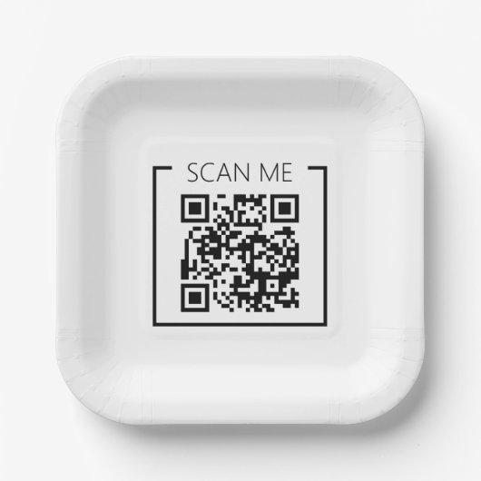 Minimalist QR Code Scan Me Business ペーパープレート (正面)