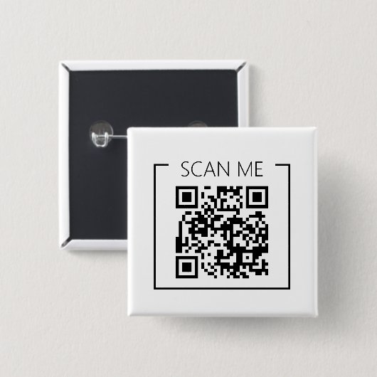 Minimalist QR Code Scan Me Business 缶バッジ (正面&裏面)
