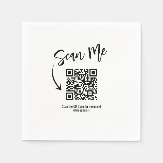 Minimalist QR Code Scan Me Restaurant Custom スタンダードカクテルナプキン (正面)