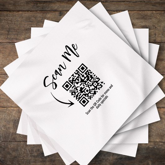 Minimalist QR Code Scan Me Restaurant Custom スタンダードカクテルナプキン