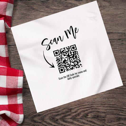 Minimalist QR Code Scan Me Restaurant Custom スタンダードカクテルナプキン