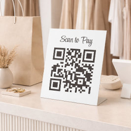 Minimalist Qr Code Scan to Pay  台座サイン