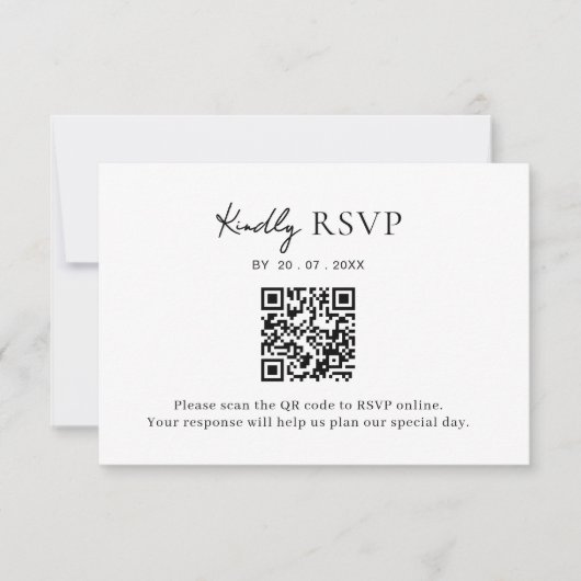 Minimalist QR Code Wedding RSVP Card (正面)
