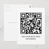 Minimalist QR | Modern Custom Text Design ポストカード (正面/裏面)