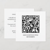 Minimalist QR | Modern Custom Text Design 招待状 (正面/裏面)