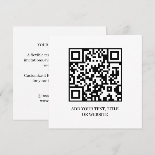 Minimalist QR | Modern Custom Text Design 招待状 (正面/裏面)