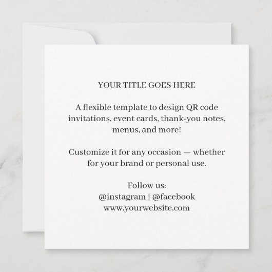 Minimalist QR | Modern Custom Text Design 招待状 (裏面)