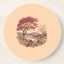 Minimalist quilling design Countryside in Autumn コースター