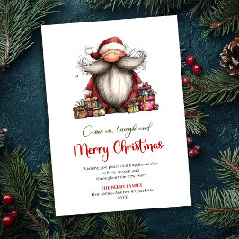 Minimalist Quirky Santa Hand Drawn Holiday Card シーズンカード