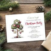 Minimalist quirky tree Christmas party invitation 招待状