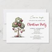 Minimalist quirky tree Christmas party invitation 招待状 (正面)