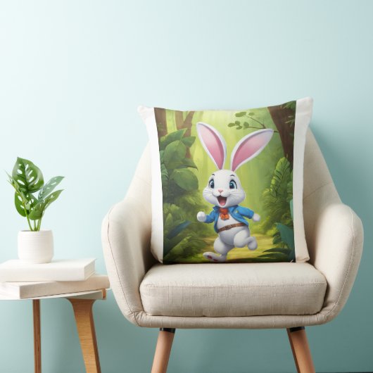 Minimalist Rabbit Logo Pillow Cover | Cute Bunny H クッション (椅子)