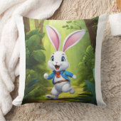 Minimalist Rabbit Logo Pillow Cover | Cute Bunny H クッション (ブランケット)