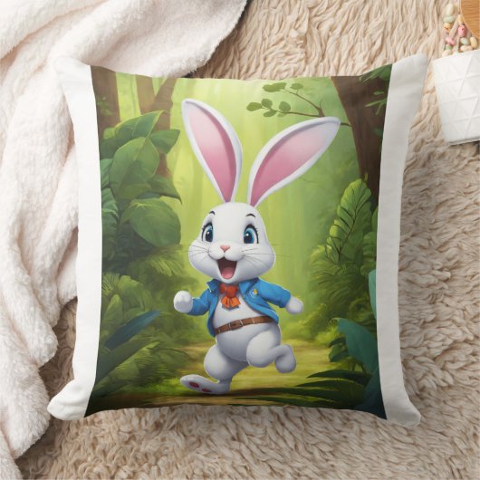 Minimalist Rabbit Logo Pillow Cover | Cute Bunny H クッション (ブランケット)