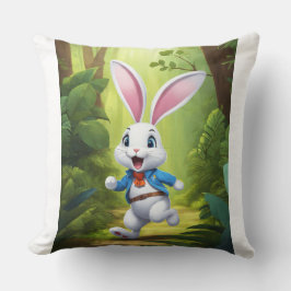 Minimalist Rabbit Logo Pillow Cover | Cute Bunny H クッション