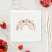 Minimalist Rainbow Floral Arch Birthday Party スタンダードランチョンナプキン (インサイチュ)