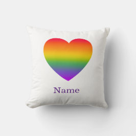 Minimalist Rainbow Line Heart - Cute Colorful Art クッション