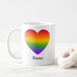 Minimalist Rainbow Line Heart - Cute Colorful Art コーヒーマグカップ