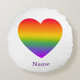 Minimalist Rainbow Line Heart - Cute Colorful Art ラウンドクッション